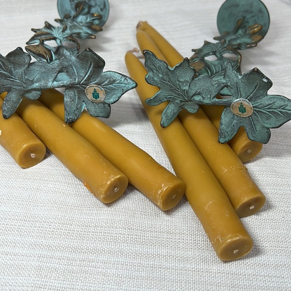 PartyLite VINTAGE BRASS PATINA IVY CANDLESTICKS - Picture 5 of 11